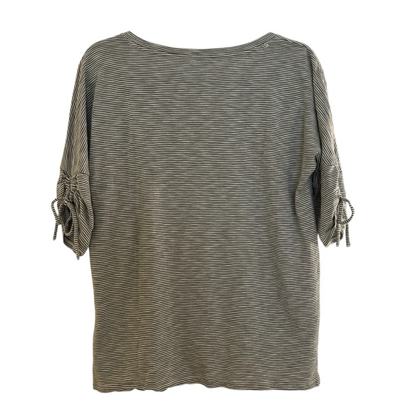 Talbots cotton green white modal striped top with tie sleeves M - Picture 6 of 11